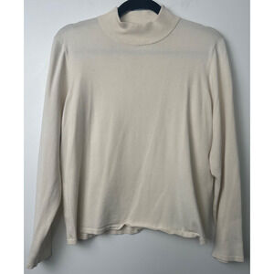 Pendleton Silk Blend Sweater Ivory Mock Neck Long Sleeve Women Size Large B15